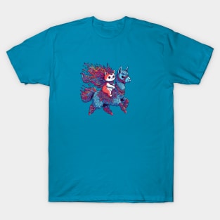 Cute cat riding blue alpaca T-Shirt